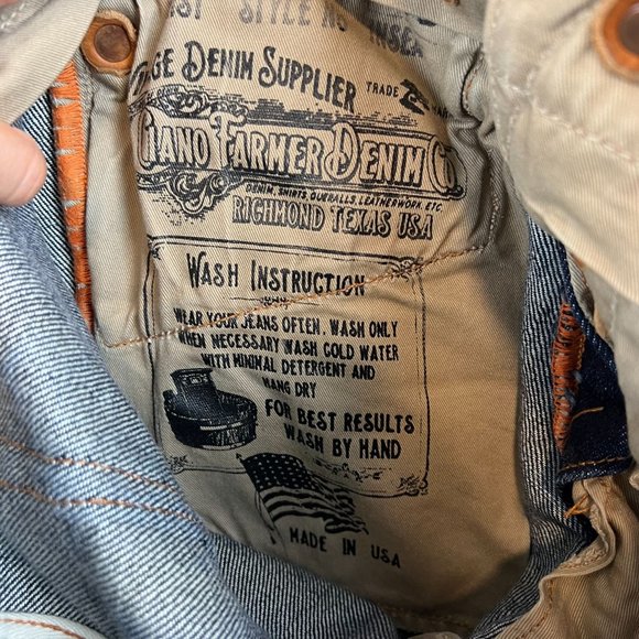 Ciano Farmer  Selvedge Denim Jeans Button Fly size 31x28 - Picture 7 of 12